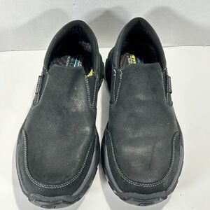 Skechers Men's 8.5 Respected Calum Goodyear Rubber Low Profile Leather Slip On